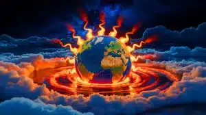 Illustration of Earth Surpassing the 1.5°C Warming Threshold Marking a New Climate Era.