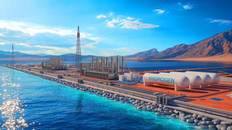 Illustration of Saudi Arabia's New Hydrogen Megaproject on the Red Sea Coast.