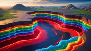Illustration of the Indian Plate Splitting and Sinking into the Earth's Mantle.