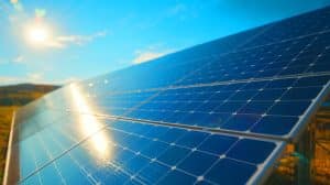 Illustration of a groundbreaking solar panel technology with 200% more efficiency than traditional models.