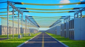 Illustration of U.S. Energy Secretary Chris Wright proposing regulatory changes to expedite data centers' grid connections.