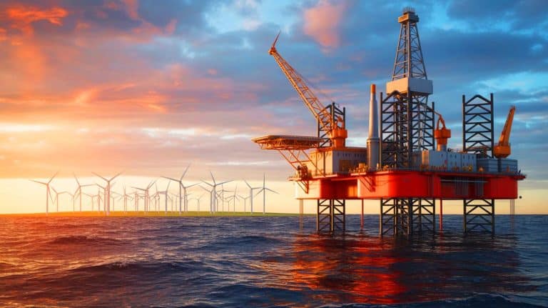 Illustration of Britain's oil and gas production policy changes and windfall tax implications in the North Sea.