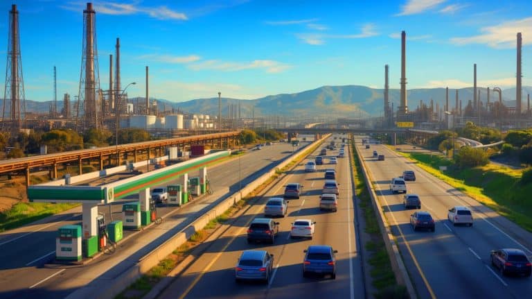 Illustration of the race to develop new pipelines in response to California refinery closures and rising fuel prices.