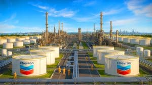 Illustration of Chevron navigating challenges due to ongoing oil-price slump influenced by OPEC+ and non-aligned nations.