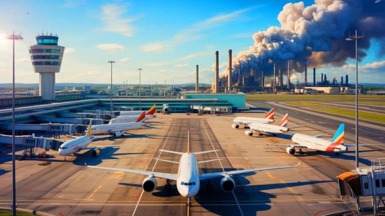 Illustration of the impact of U.S. flight cancellations on crude oil demand and global energy market dynamics.