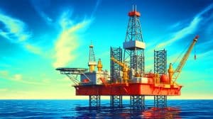Illustration of Exxon Mobil CEO discussing the future role of hydrocarbons in global energy needs.