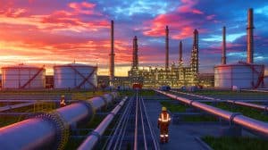 Illustration of rising global oil demand and challenges in low-carbon technology development.