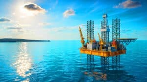 Illustration of offshore oil drilling plans proposed by the Trump administration targeting U.S. coastal waters.
