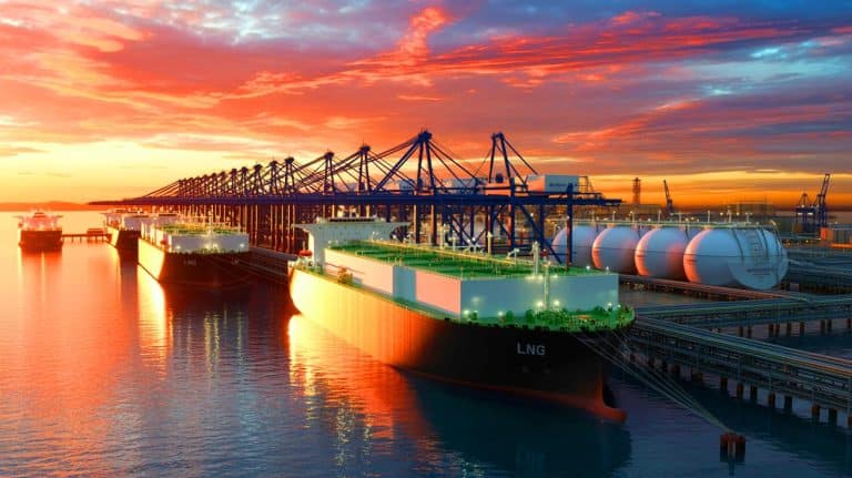 Illustration of U.S. liquefied natural gas exports reaching record highs during the winter demand period.