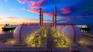 Illustration of U.S. liquefied natural gas plants increasing natural gas consumption to meet rising global demand.