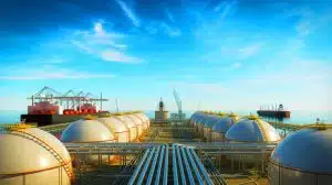 Illustration of U.S. natural gas futures rising due to record LNG exports and colder weather forecasts.