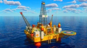 Illustration of BP, Chevron, and Shell participating in the Gulf of Mexico oil and gas auction.