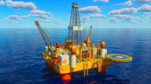 Illustration of BP, Chevron, and Shell participating in the Gulf of Mexico oil and gas auction.
