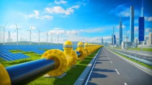 Illustration of the European Union's agreement to phase out Russian gas imports by 2027.