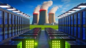 Illustration of NextEra Energy's revised profit forecasts driven by increased power demand from data centers.
