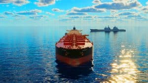 Illustration of a Venezuelan oil tanker at a standstill due to U.S. sanctions and geopolitical tensions.