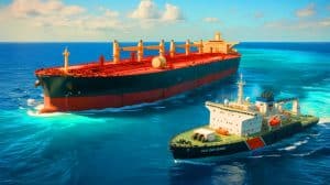 Illustration of a Venezuelan oil tanker under U.S. sanctions and its impact on the oil industry.
